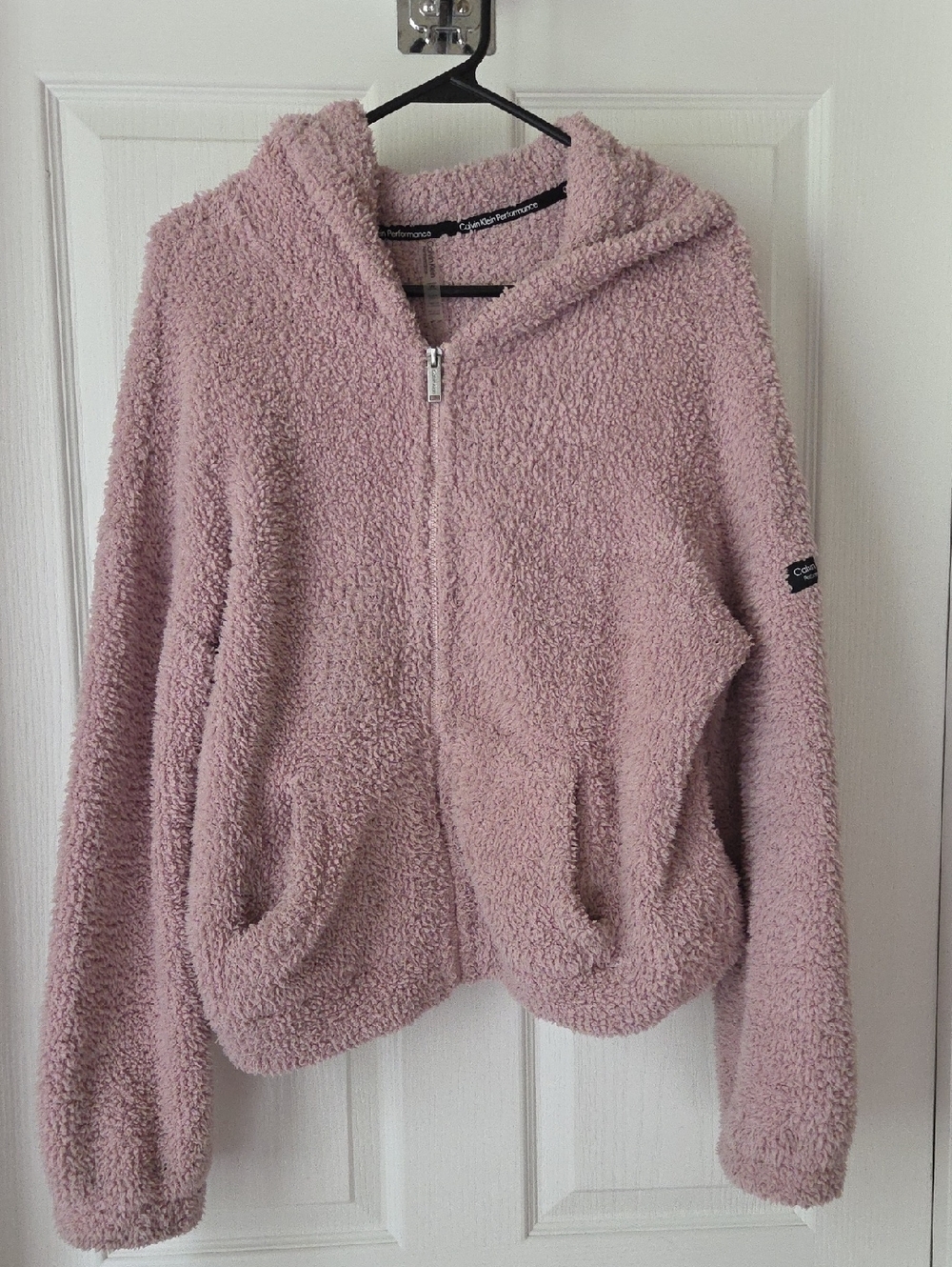Calvin Klein Plush Hooded Zip Jacket - Blush Pink